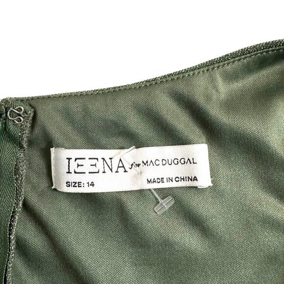 NWT Ieena Mac Duggal Women's Plus Size 49088 Faux Wrap Shimmery Gown Green 14 - Picture 12 of 14